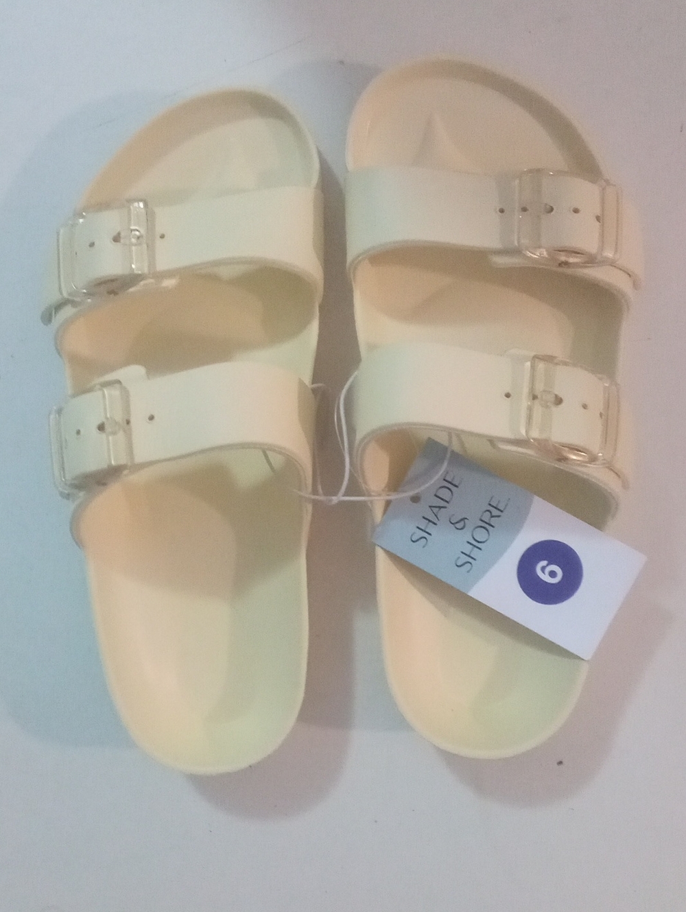 Shade & Shore Double-Buckle Slide Sandals  Sz 6 NWT $35 Yellow